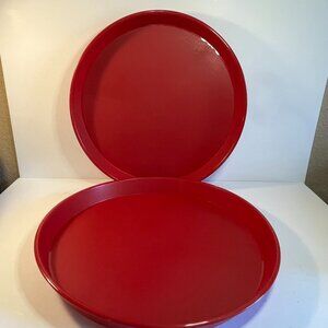 Red Round Serving Tray 16” Diameter x 1 3/4" Deep Plastic Party Made in the USA